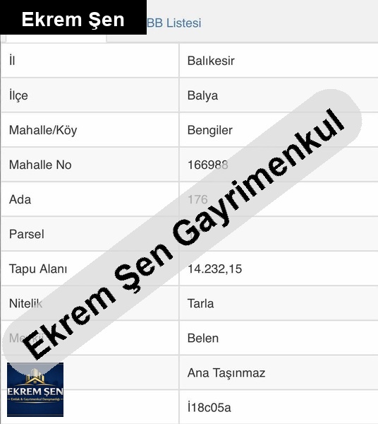 balikesi̇r balya bengi̇ler'de yatirimlik tarla 14.232 m2