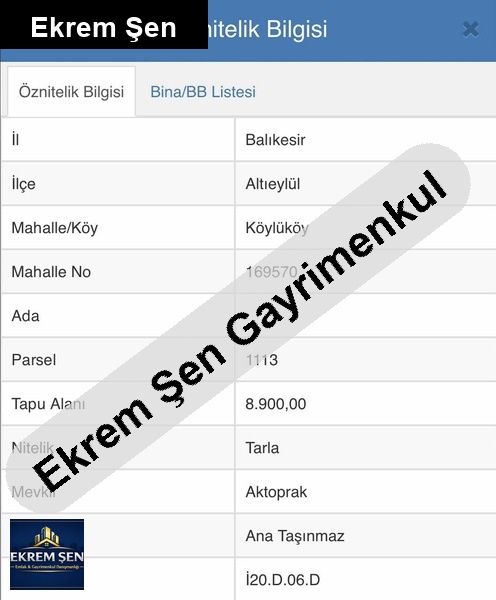 8.9 dönüm arsa kadastral yollu çi̇ftli̇ğe uygun