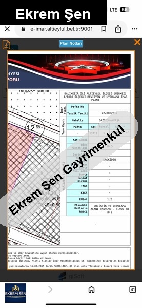 lojistik depo imarlı tam parsel iki kişeye ait