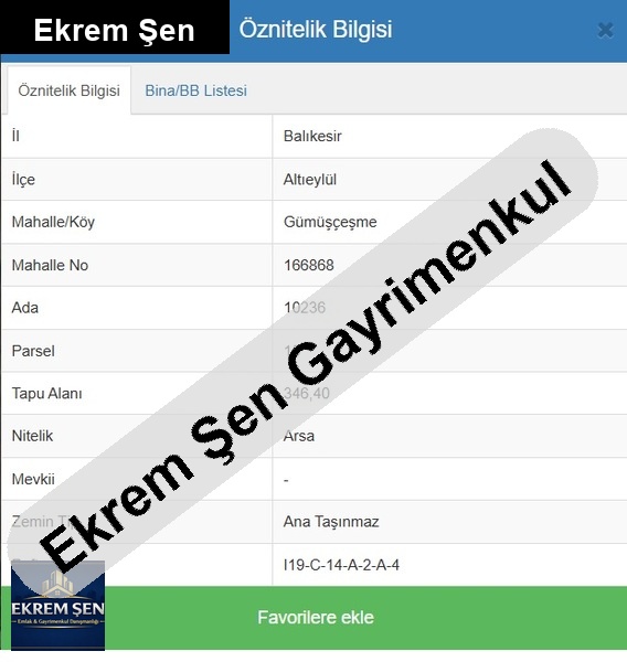 346 m2 satlik arsa