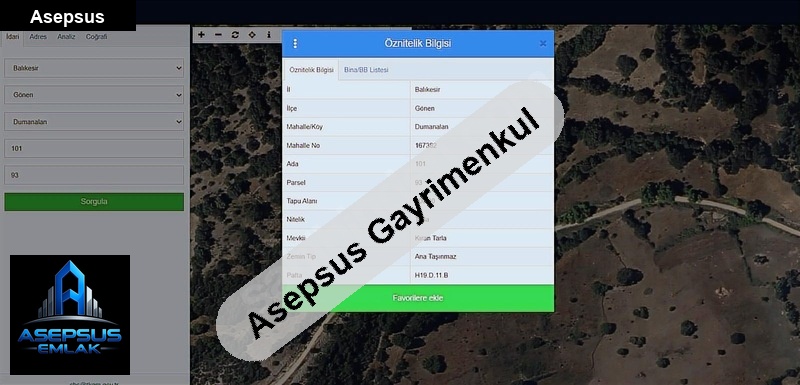 Asepsus Emlak'tan  dumanalan mh. 'sinde satılık arsa