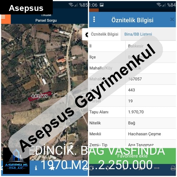 Asepsus Emlak'tan  edincik mh. 'sinde satılık arsa