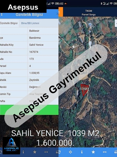 Asepsus Emlak'tan  yenice mh. 'sinde satılık arsa