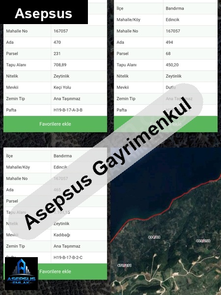 Asepsus Emlak'tan  edincik mh. 'sinde satılık arsa