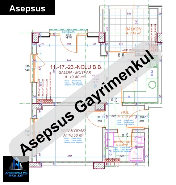 Asepsus Emlak'tan 1+1 yeni mah. 'sinde satılık daire