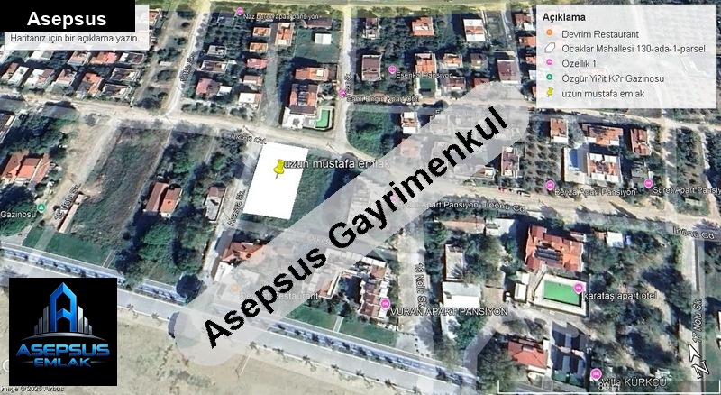 Asepsus Emlak'tan  ocaklar mh. 'sinde satılık arsa