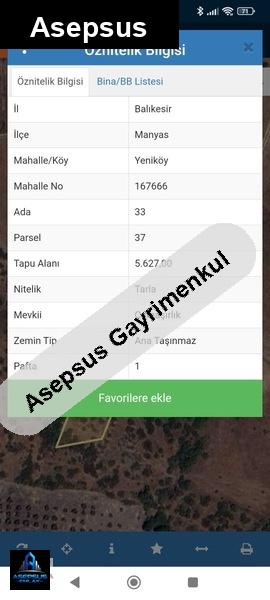 Asepsus Emlak'tan  yeniköy mh. 'sinde satılık arsa