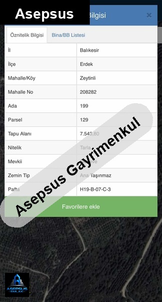 Asepsus Emlak'tan  zeytinli mah. 'sinde satılık arsa