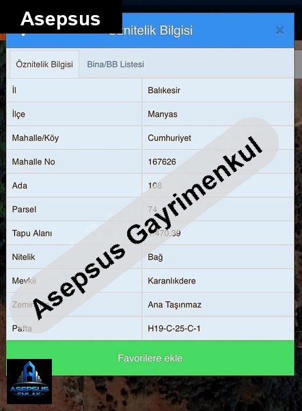 Asepsus Emlak'tan  cumhuriyet mh. 'sinde satılık arsa