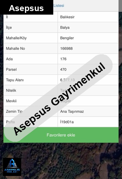 Asepsus Emlak'tan  bengiler mh. 'sinde satılık arsa