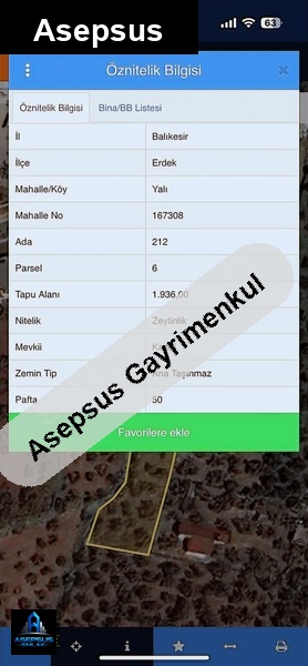 Asepsus Emlak'tan  yalı mh. 'sinde satılık arsa