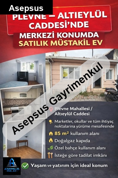 Asepsus Emlak'tan 2+1 plevne mah. 'sinde satılık daire
