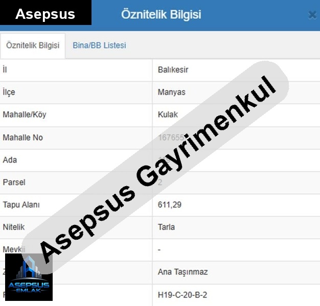 Asepsus Emlak'tan  kulak mh. 'sinde satılık arsa