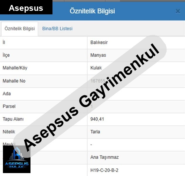 Asepsus Emlak'tan  kulak mh. 'sinde satılık arsa