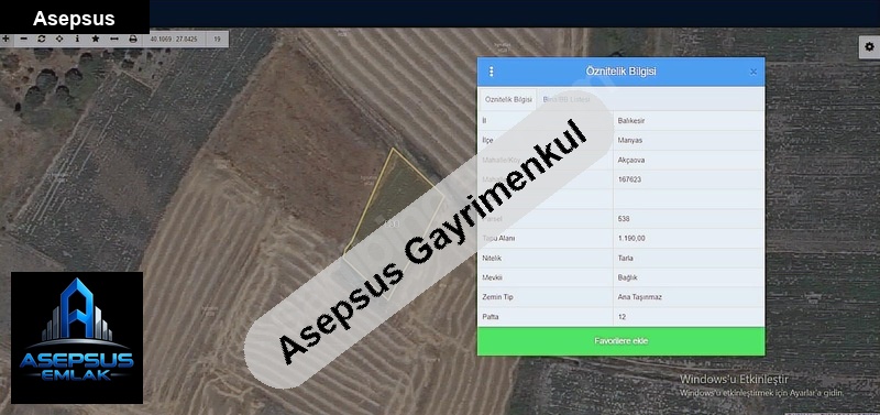 Asepsus Emlak'tan  akçaova mh. 'sinde satılık arsa
