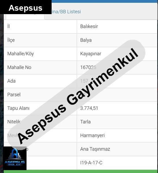 Asepsus Emlak'tan  kayapınar mh. 'sinde satılık arsa