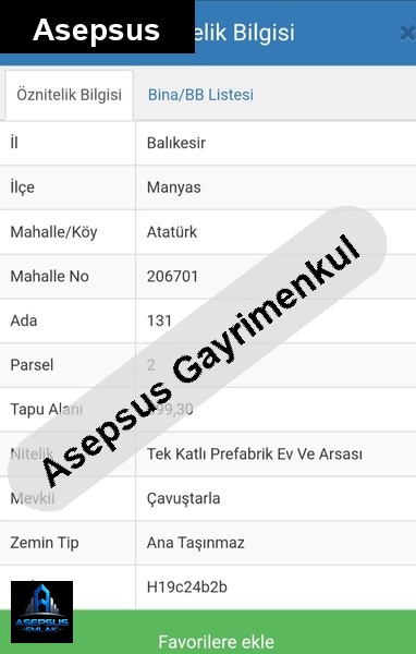 Asepsus Emlak'tan  atatürk mh. 'sinde satılık arsa
