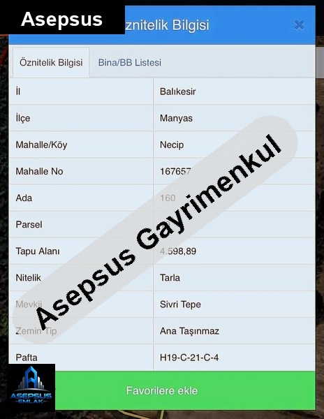 Asepsus Emlak'tan  necip mh. 'sinde satılık arsa