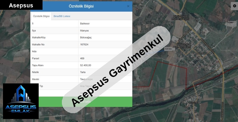 Asepsus Emlak'tan  bölceağaç mh. 'sinde satılık arsa