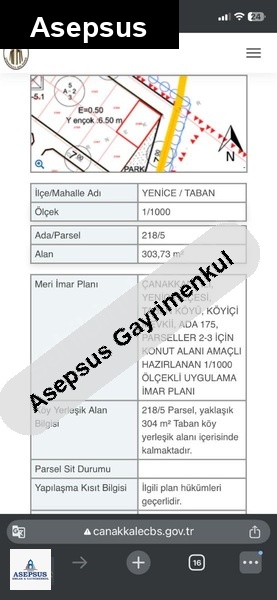 Asepsus Emlak'tan 3+1 taban köyü 'sinde satılık arsa