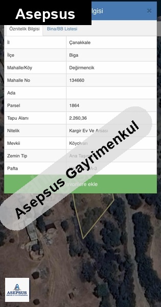 Asepsus Emlak'tan 3+1 değirmencik köyü 'sinde satılık arsa