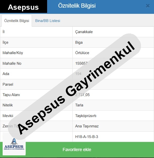 Asepsus Emlak'tan 3+1 örtülüce köyü 'sinde satılık arsa