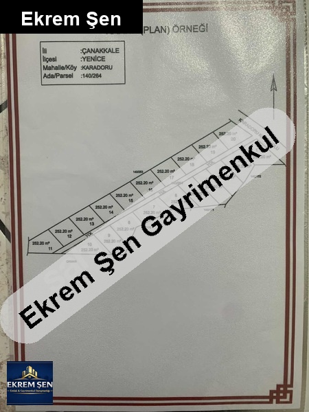 çanakkale yenice karadoru köyü içerisinde satılık arsa