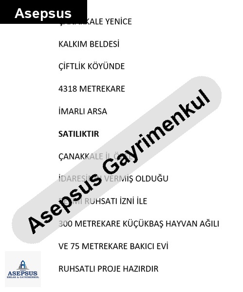 Asepsus Emlak'tan 3+1 çiftlik köyü 'sinde satılık arsa