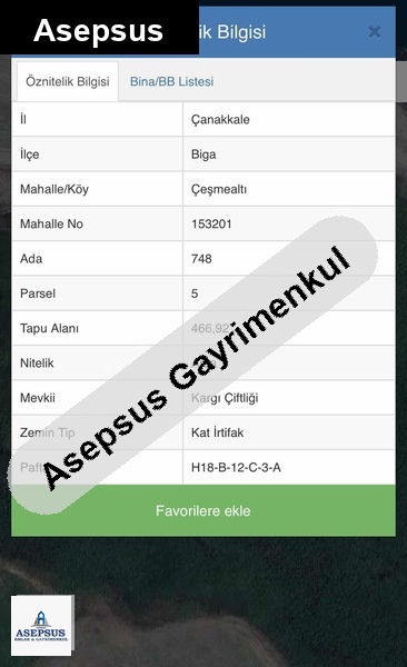 Asepsus Emlak'tan 3+1 çeşmealtı köyü 'sinde satılık arsa