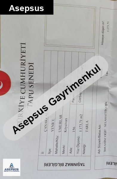 Asepsus Emlak'tan 3+1 umurlar köyü 'sinde satılık arsa