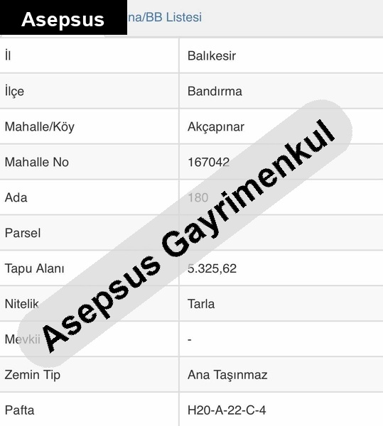 yola sıfır 5.3 dönüm tarla