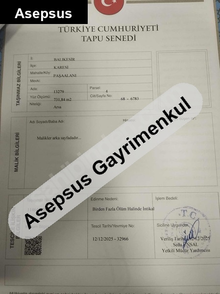 KAÇMAZ! PAŞAALANI’NDA DEĞERLENEN BÖLGEDE SATILIK KONUT ARSASI