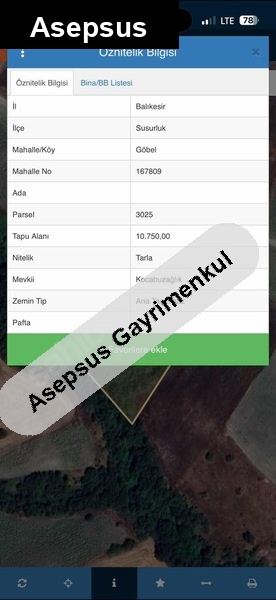 YATIRIMLIK 10.750 m² TEK KÖK TAPU ARSA