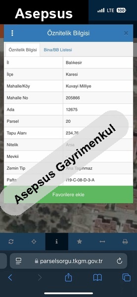 234 m² Kuva-İ Milliye Mahallesi Villa Arsası