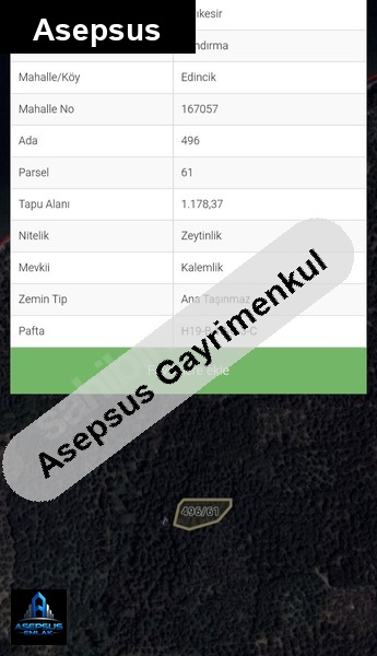 Asepsus Emlak'tan  edincik mh. 'sinde satılık arsa
