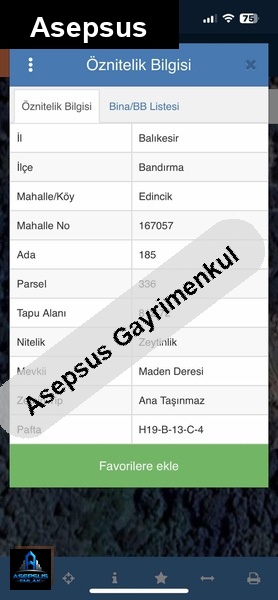Asepsus Emlak'tan  edincik mh. 'sinde satılık arsa