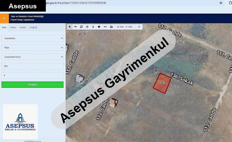 Asepsus Emlak'tan 3+1 çeşmealtı köyü 'sinde satılık arsa