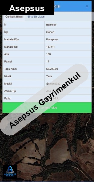 Asepsus Emlak'tan  kocapınar mh. 'sinde satılık arsa