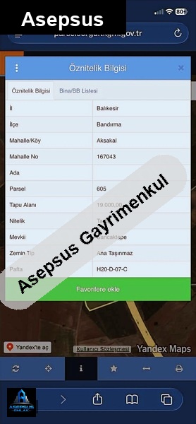 Asepsus Emlak'tan  aksakal mh. 'sinde satılık arsa