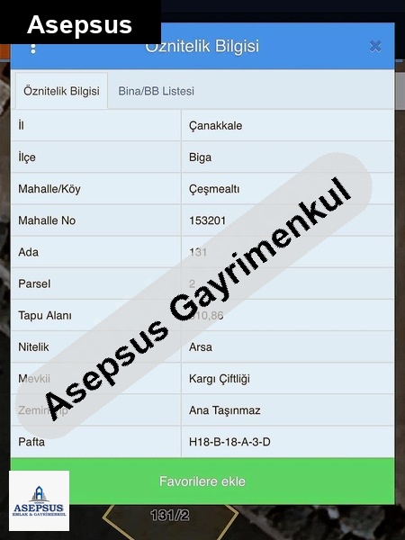 Asepsus Emlak'tan 3+1 çeşmealtı köyü 'sinde satılık arsa