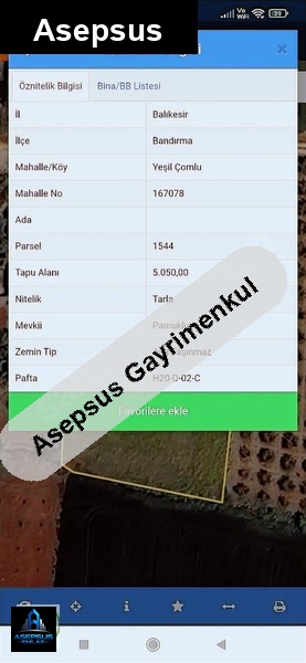 Asepsus Emlak'tan  yeşilçomlu mh. 'sinde satılık arsa