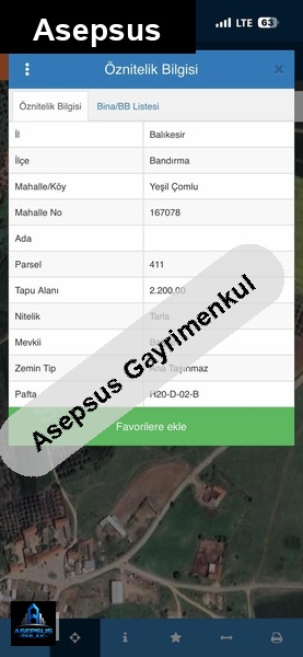 Asepsus Emlak'tan  yeşilçomlu mh. 'sinde satılık arsa