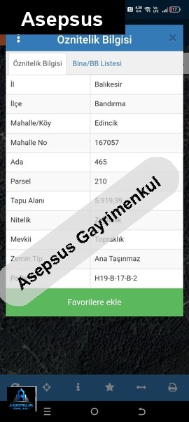 Asepsus Emlak'tan  edincik mh. 'sinde satılık arsa